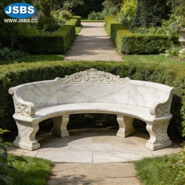 White Marble Curved Bench, White Marble Curved Bench
