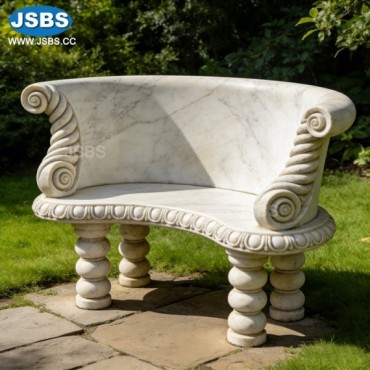 White Marble Small Curved Bench, White Marble Small Curved Bench