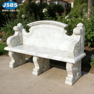 White Marble Garden Bench with back, White Marble Garden Bench with back