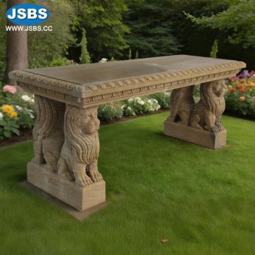 Sandstone lion bench seat, JS-T216
