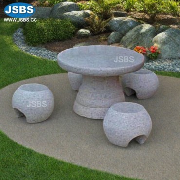 Round lovely mini granite Table with stool, JS-T007