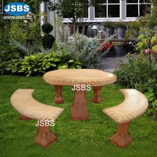 Stone Dining Table with curved bench Set, JS-T006