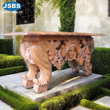 Red Marble Table with face Grape and Lion Head, Red Marble Table with face Grape and Lion Head