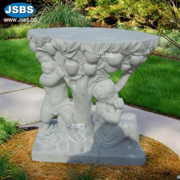 White Marble cherub under apple tree designed Table, JS-T010