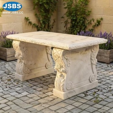 White Marble Outdoor Garden Bench, White Marble Outdoor Garden Bench
